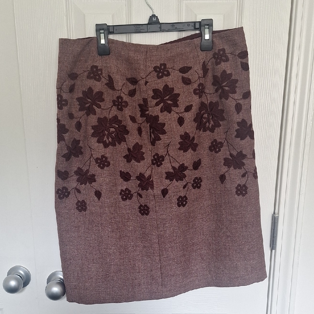 Karen Kane Burgundy Floral Pencil Skirt